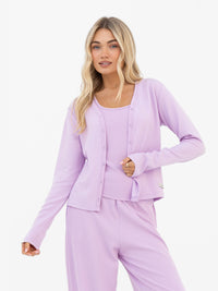 Soft Waffle Cardigan - Purple