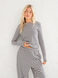 Sadie Stripe Long Sleeve Top - Charcoal Stripe