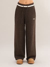 Margot Knitted Wide Leg Sweatpants - Chocolate Brown