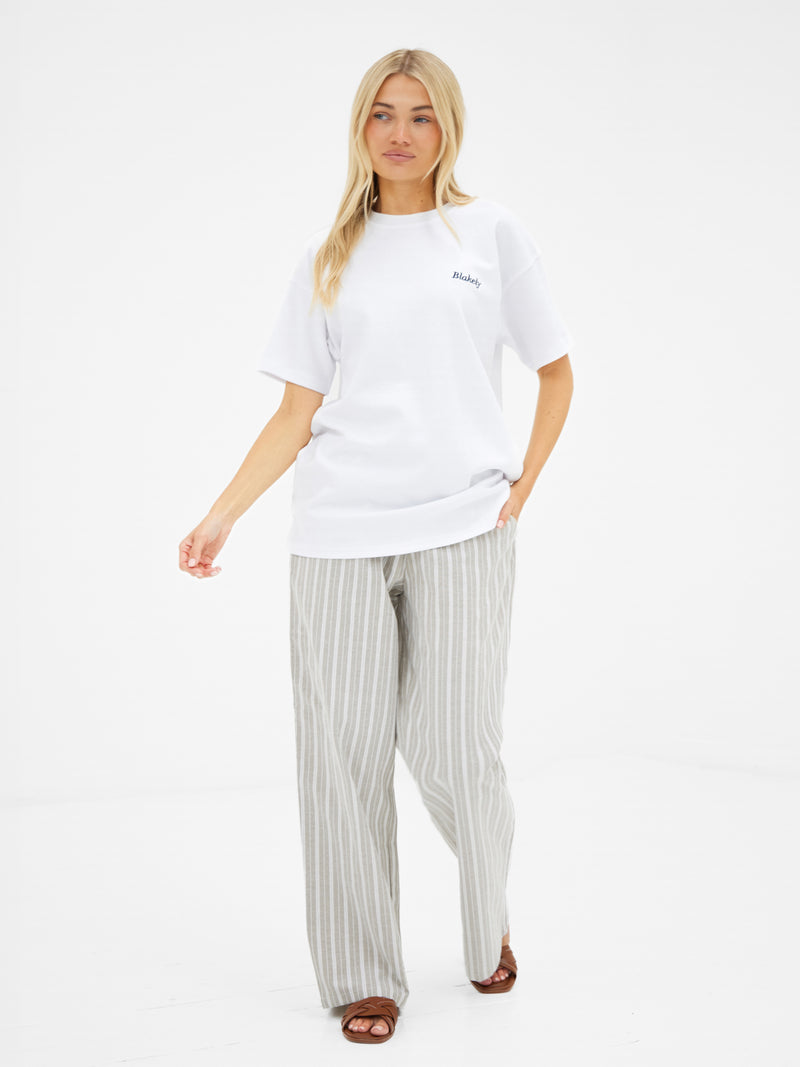 Pia Peach Oversized T-Shirt - White