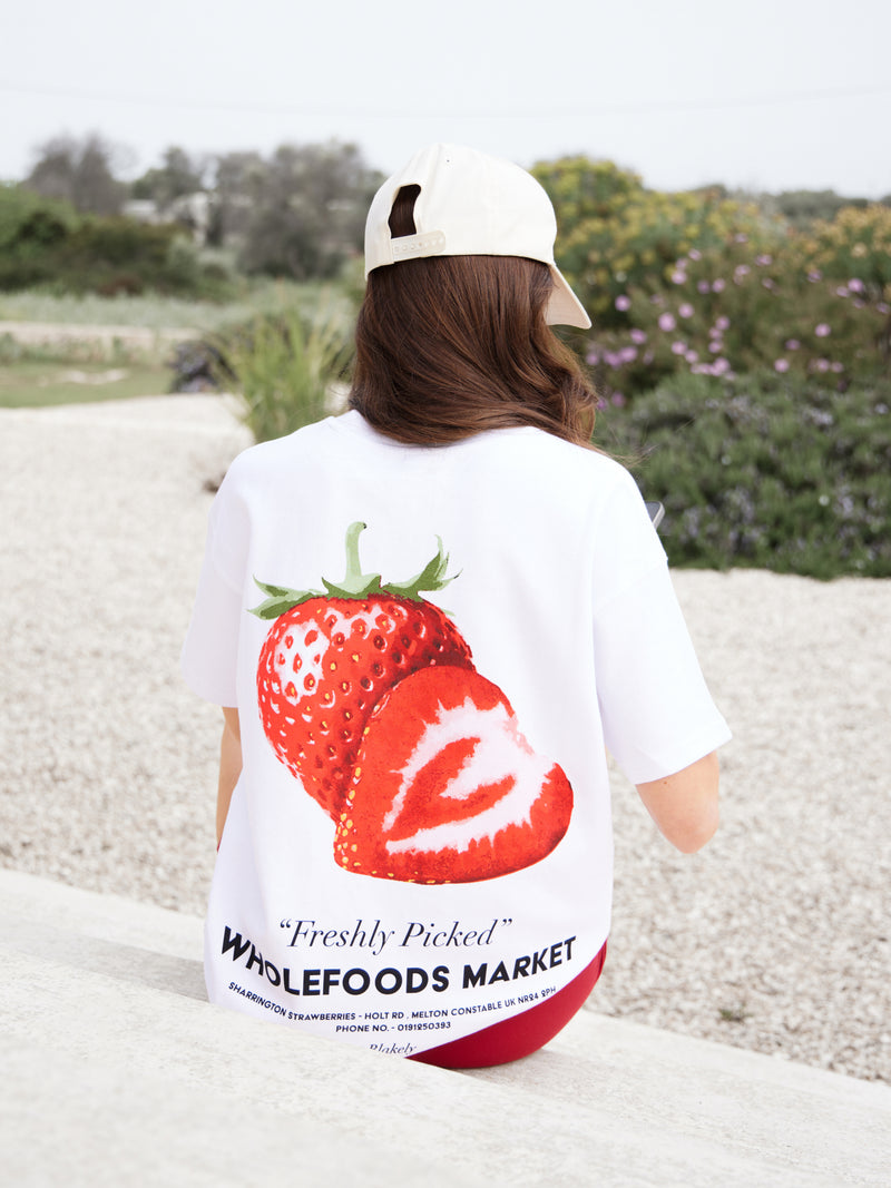 Sienna Strawberry Oversized T-Shirt - White