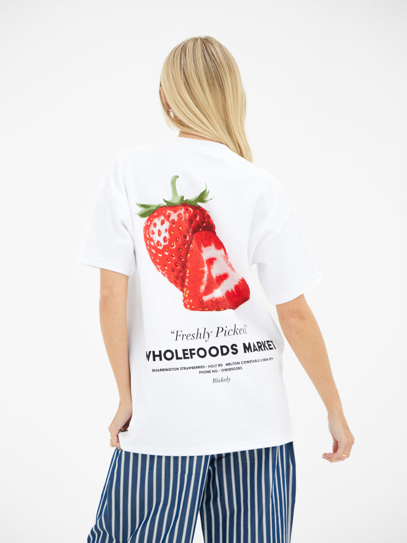 Sienna Strawberry Oversized T-Shirt - White