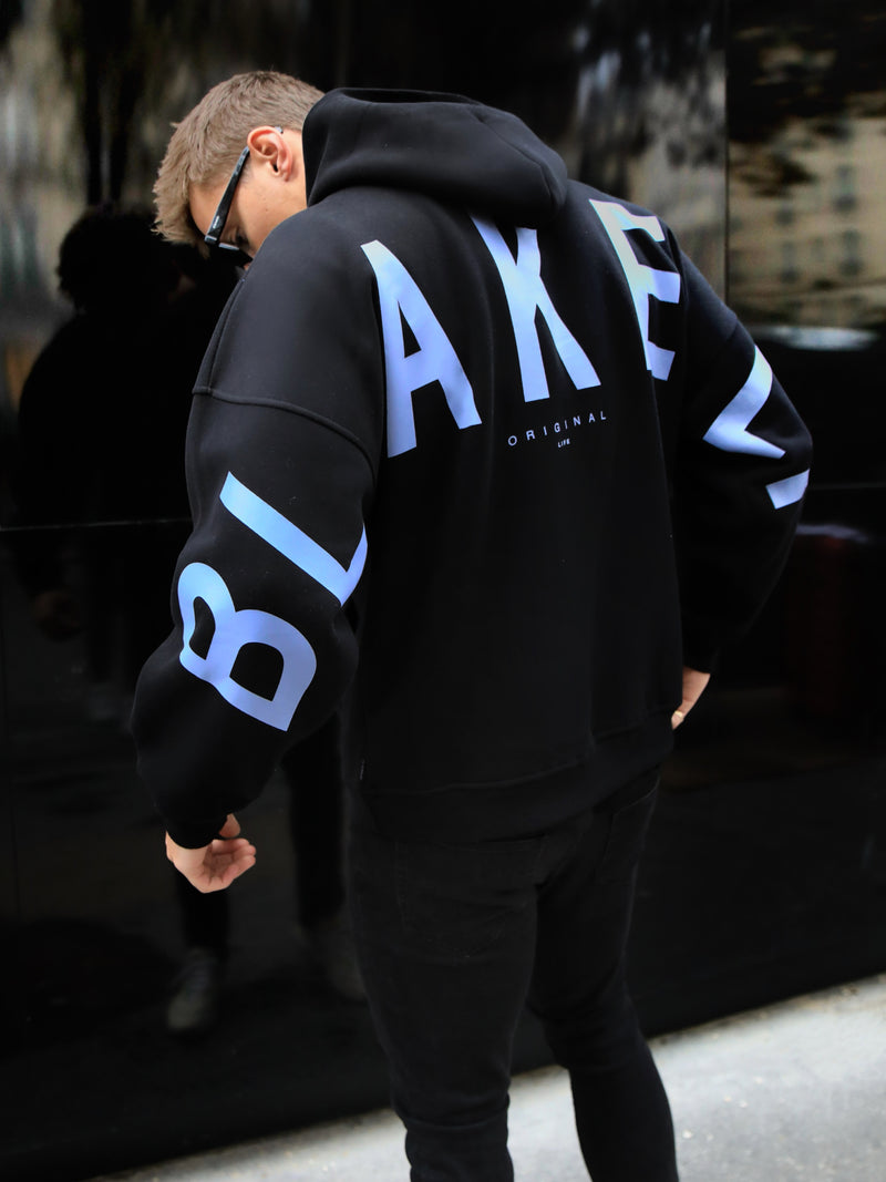 Members Idris Oversized Hoodie - Black & Blue