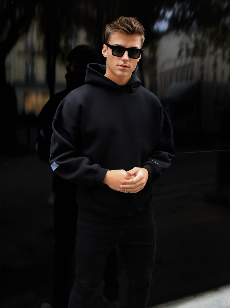 Members Idris Oversized Hoodie - Black & Blue