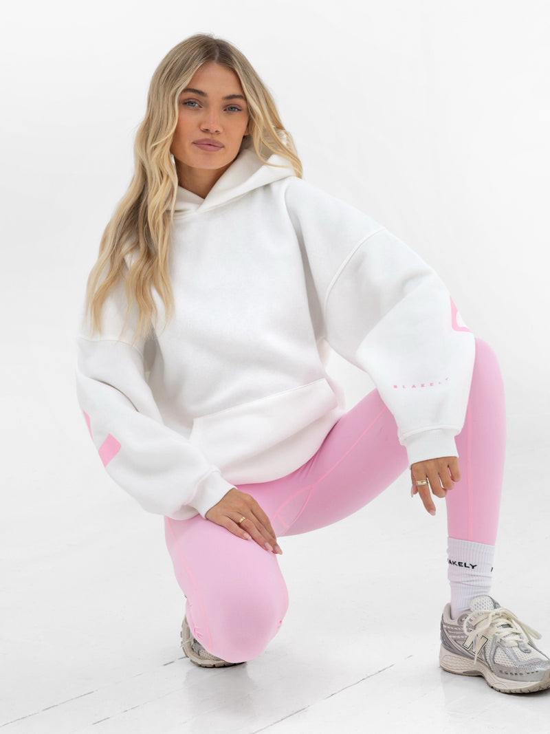 Isabel Oversized Hoodie - Flat White & Powder Pink