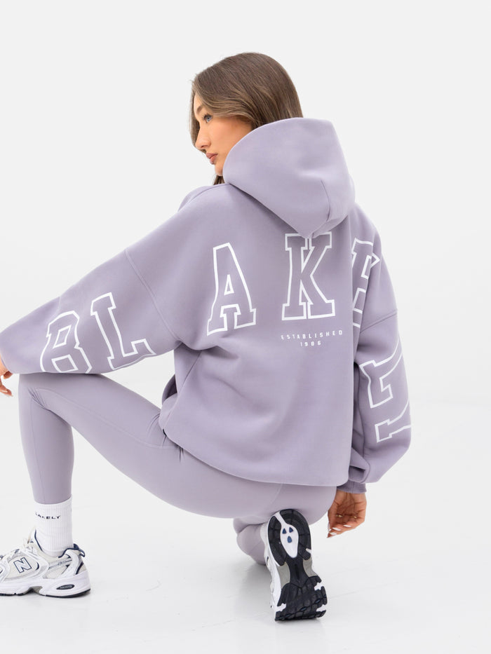 Varsity Isabel Oversized Hoodie - Washed Lilac