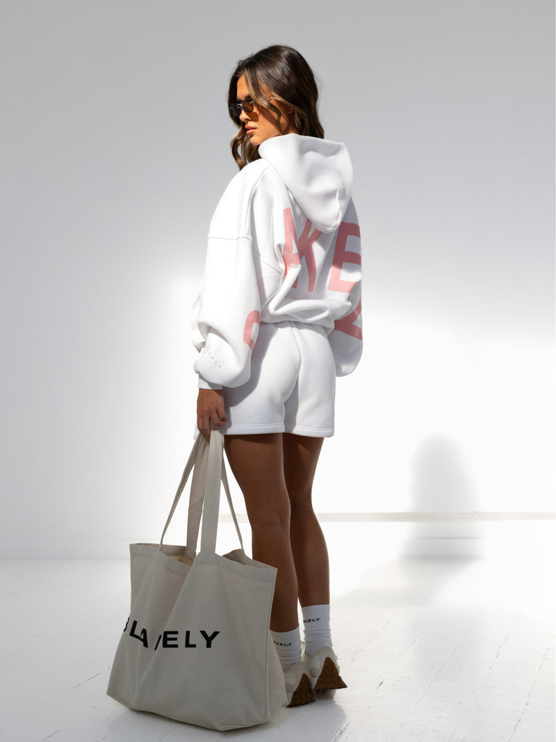 Isabel Oversized Hoodie - White & Pink