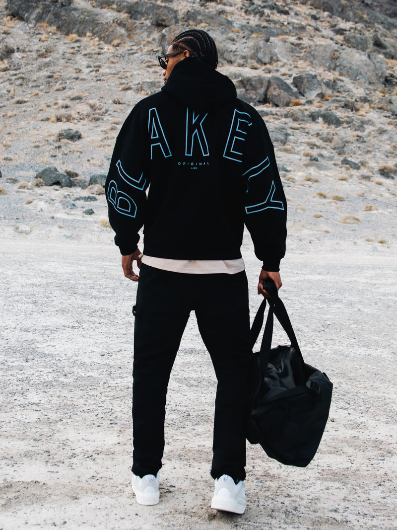 Embroidered Idris Oversized Hoodie - Electric Blue