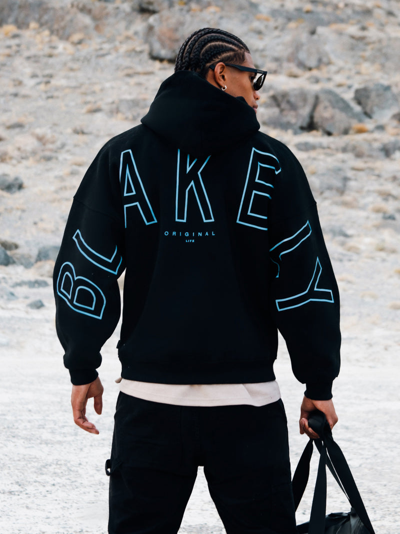 Embroidered Idris Oversized Hoodie - Electric Blue