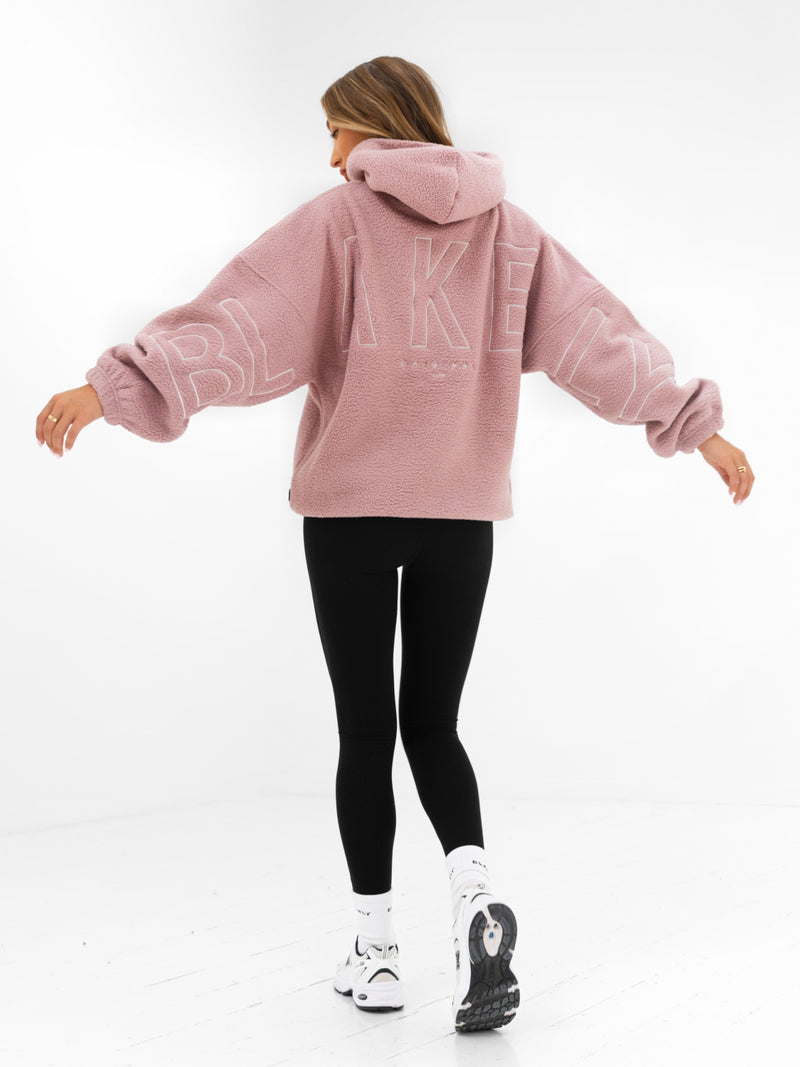 Borg Isabel Oversized Hoodie - Dusty Pink
