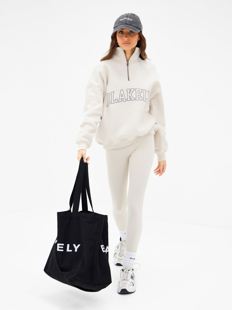 Outline Varsity 1/4 Zip Sweater - Chalk