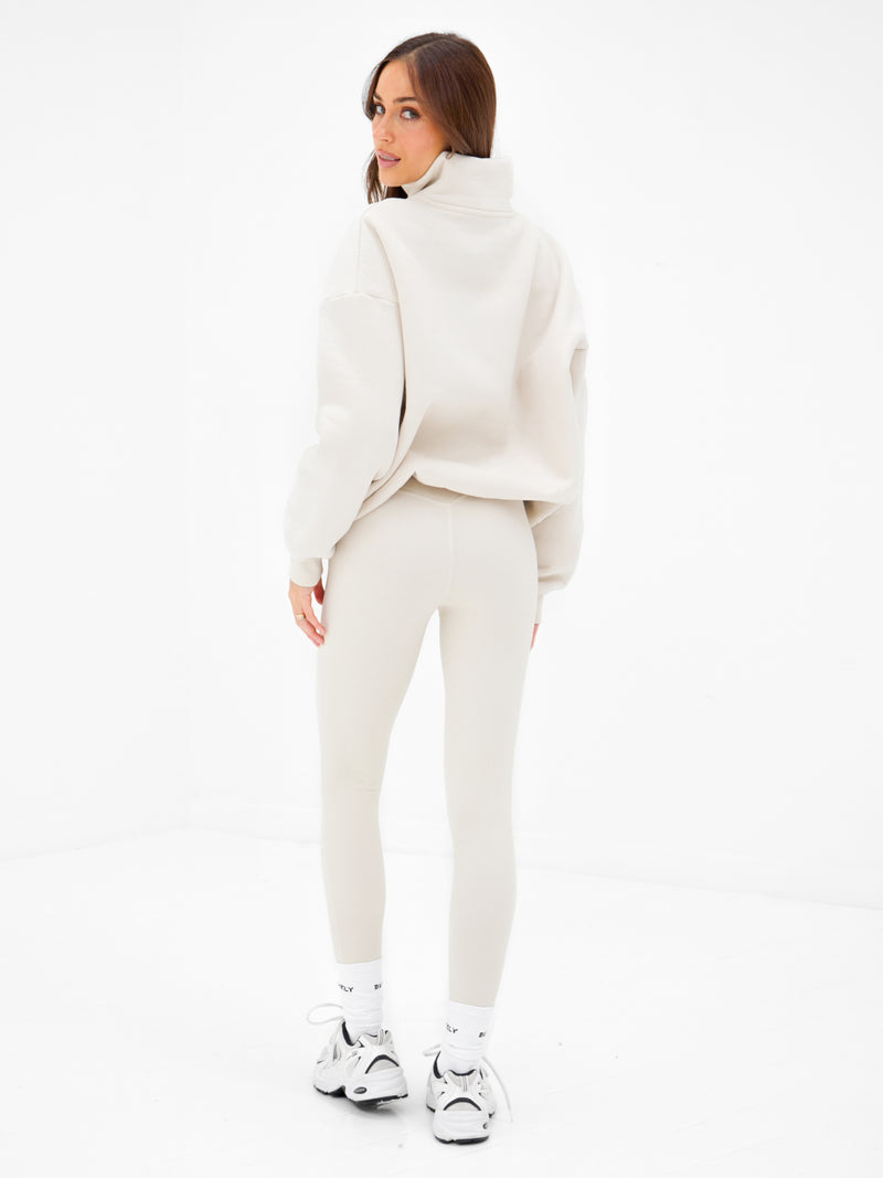 Outline Varsity 1/4 Zip Sweater - Chalk