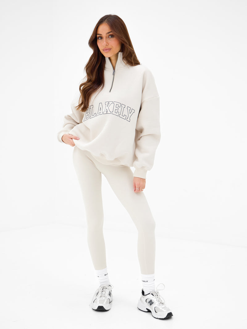 Outline Varsity 1/4 Zip Sweater - Chalk