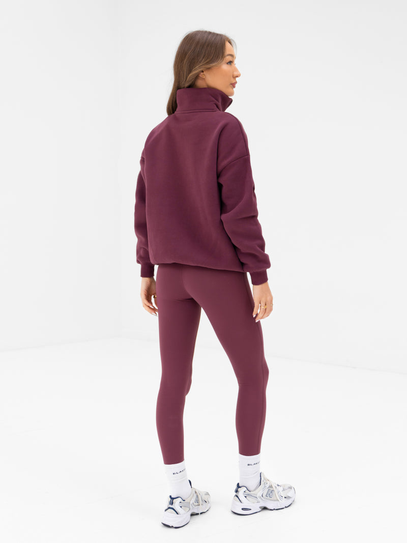 Outline Varsity 1/4 Zip Sweater - Old Burgundy