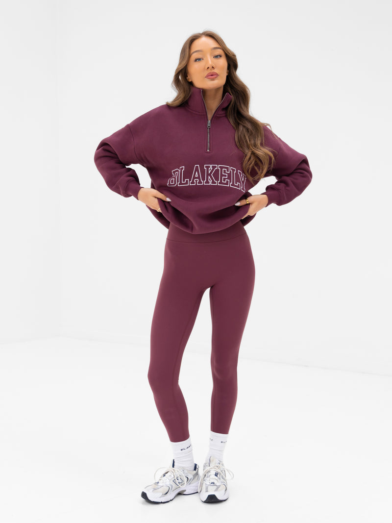 Outline Varsity 1/4 Zip Sweater - Old Burgundy