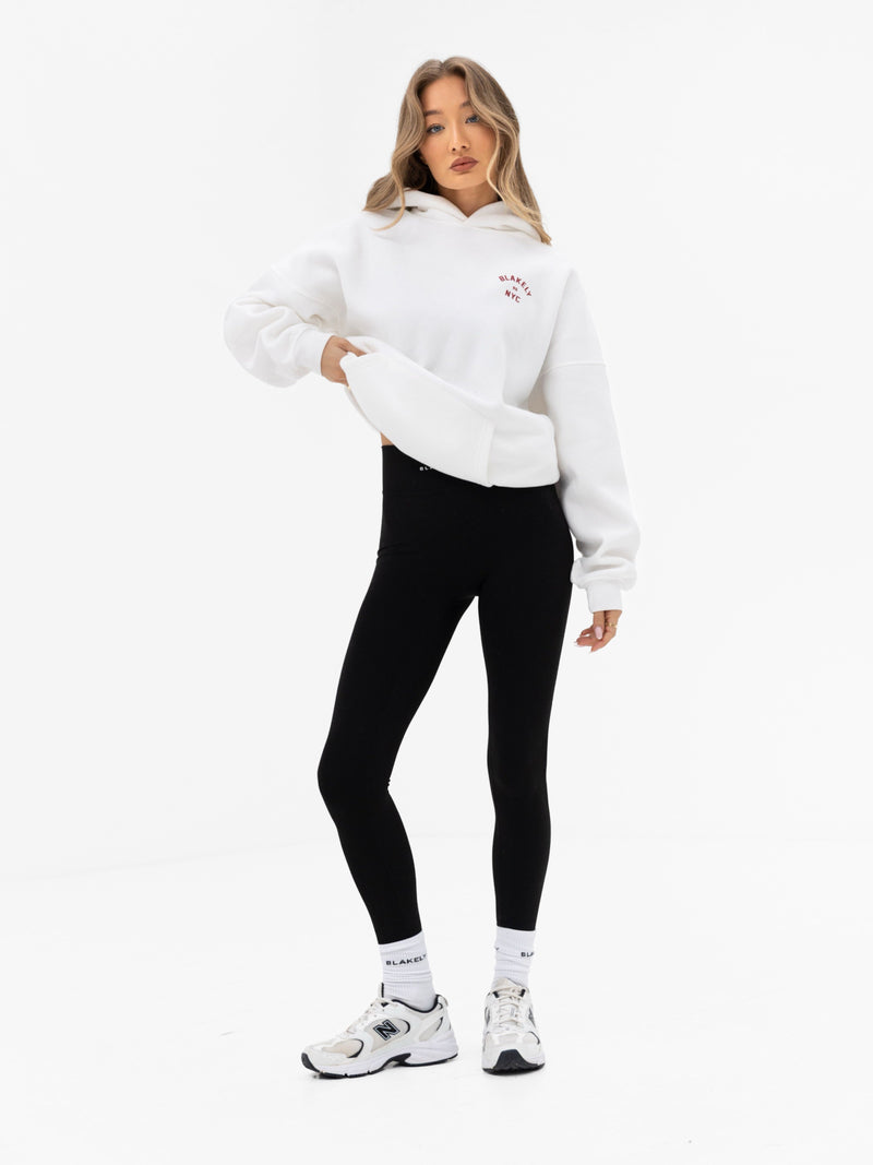 NYC Oversized Hoodie - White & Cherry Red