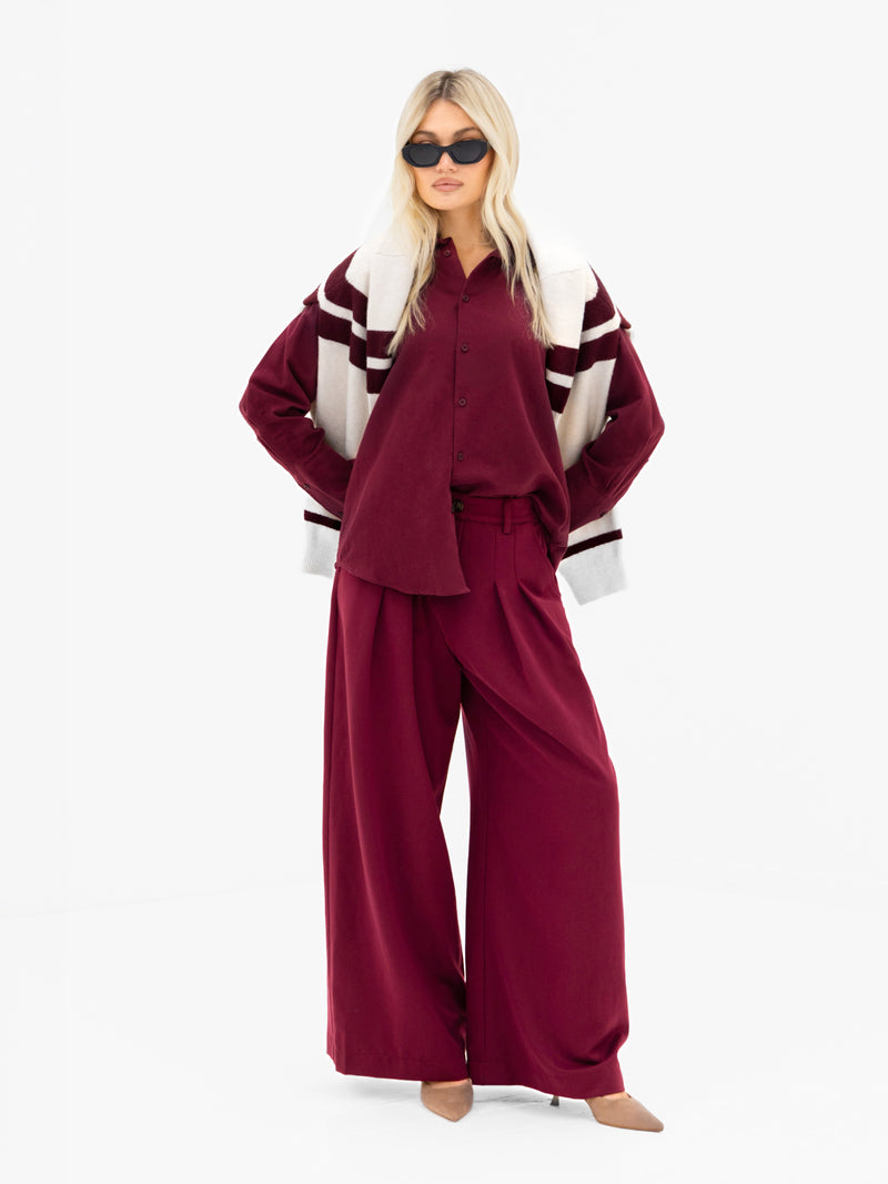 Sabrina Oversized Shirt - Burgundy
