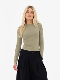 Lucia Long Sleeve Top - Warm Olive