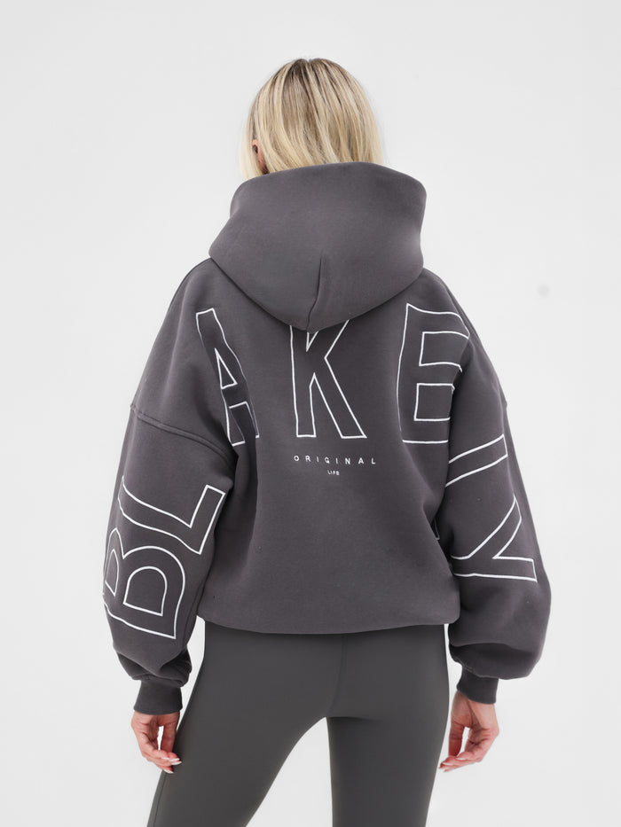 Embroidered Isabel Oversized Hoodie - Charcoal