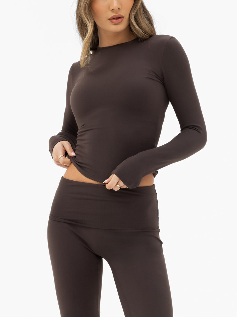 Lucia Long Sleeve Top - Chocolate Brown