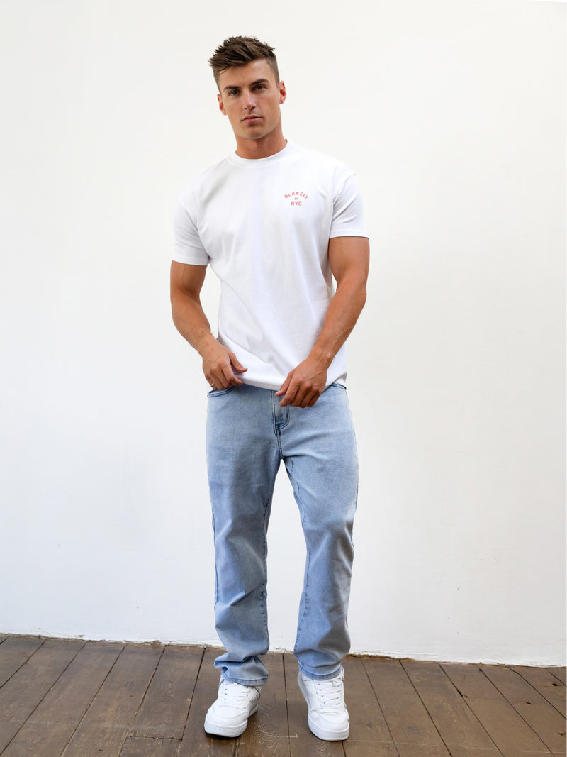NYC Relaxed T-Shirt - White & Coral