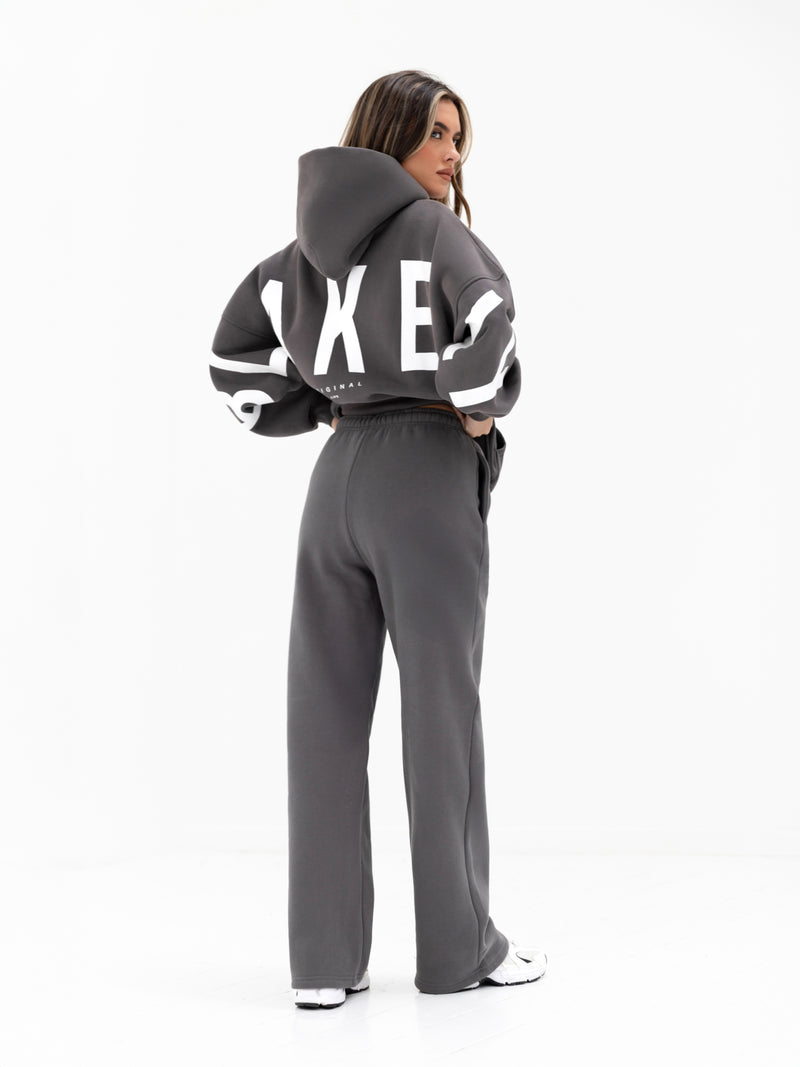 Isabel Wide Leg Sweatpants - Charcoal