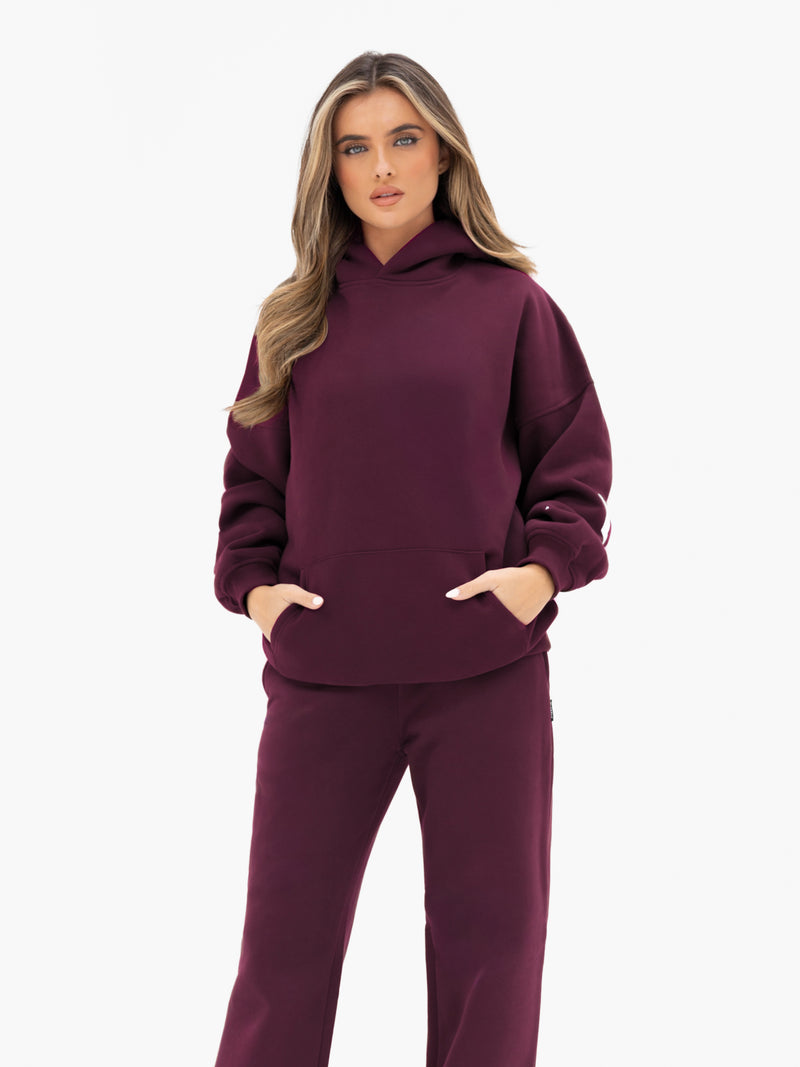 Isabel Wide Leg Sweatpants - Dark Cherry