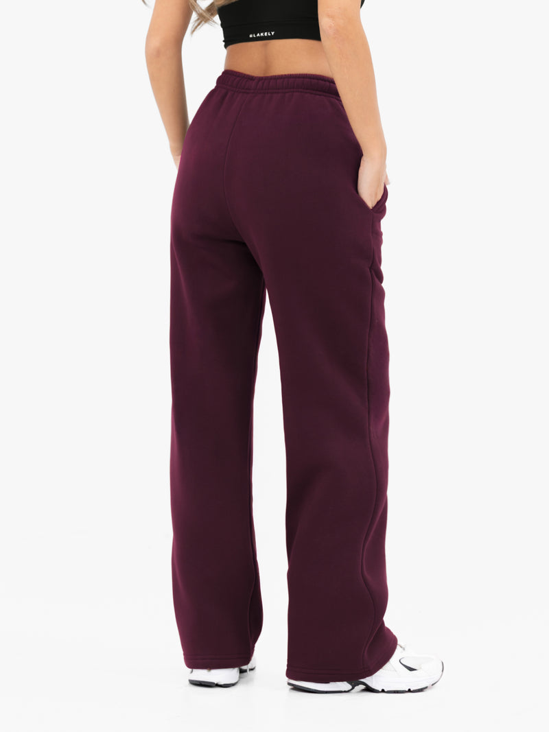 Isabel Wide Leg Sweatpants - Dark Cherry