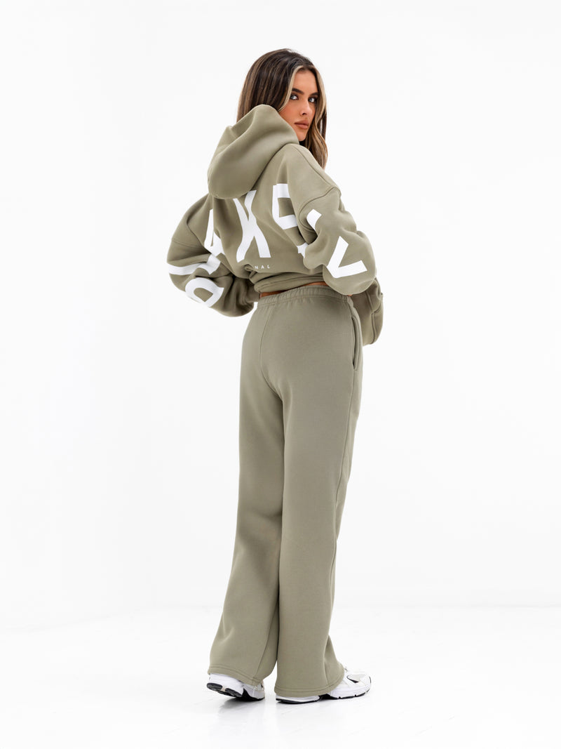 Isabel Wide Leg Sweatpants - Olive