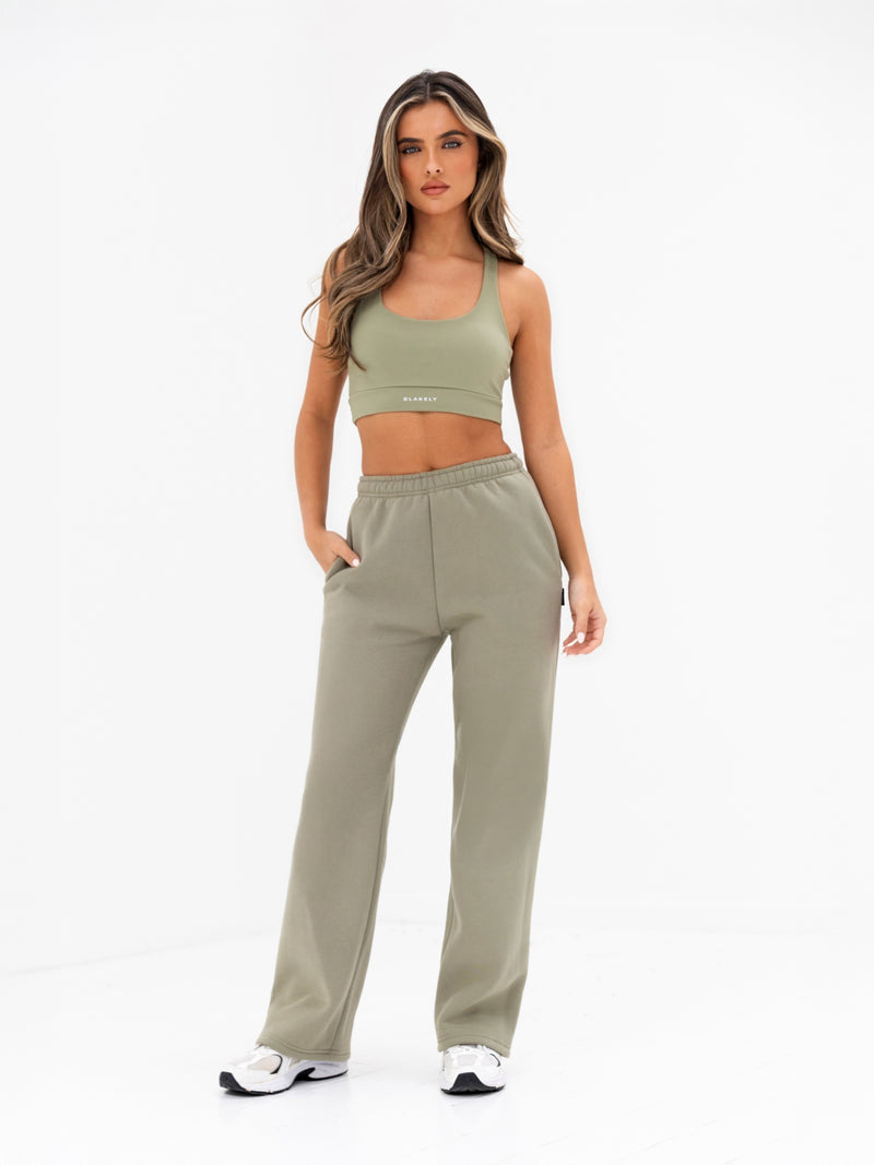 Isabel Wide Leg Sweatpants - Olive