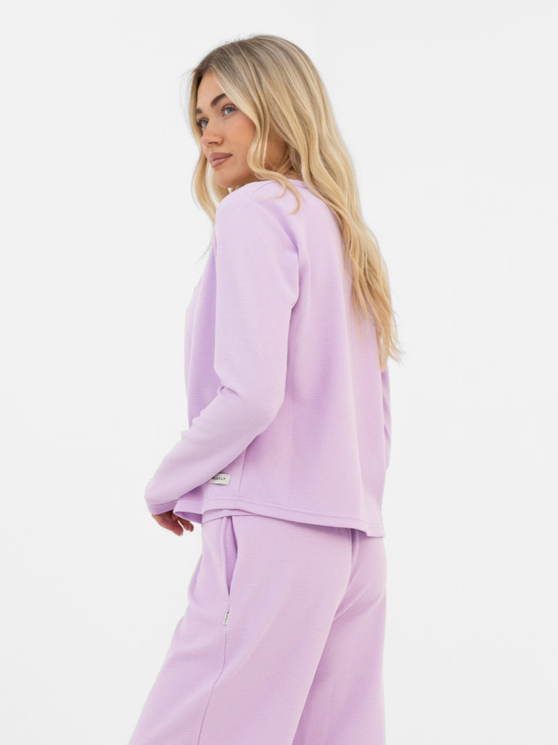 Soft Waffle Cardigan - Purple