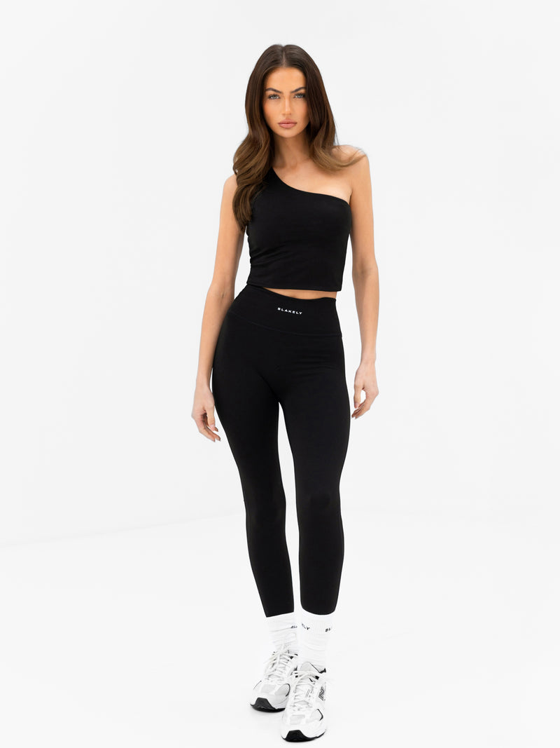 SculptForm One Shoulder Vest - Black