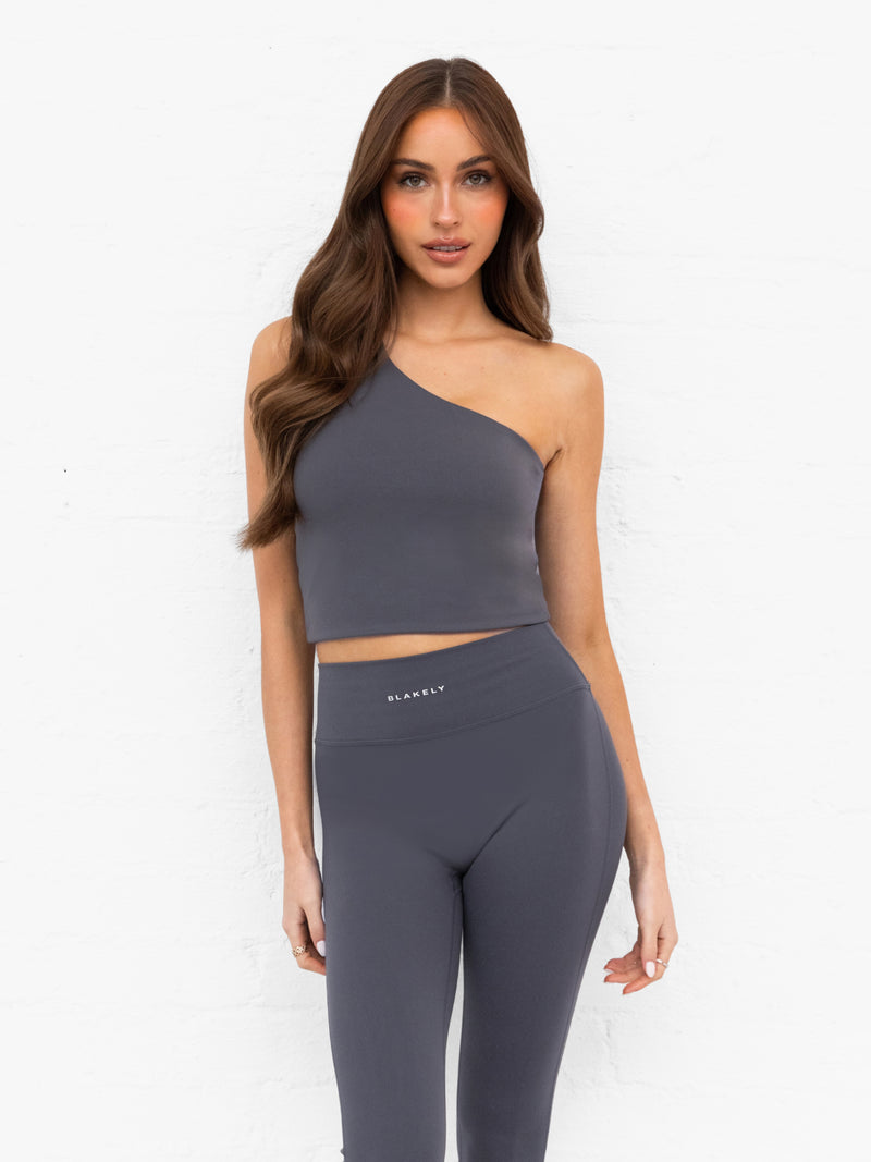 SculptForm One Shoulder Vest - Charcoal