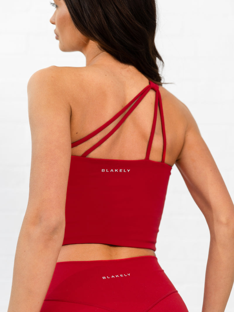 SculptForm One Shoulder Vest - Cherry Red