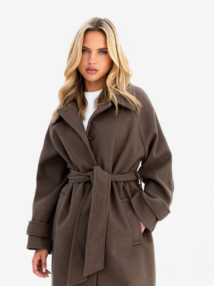 Madalyn Longline Coat - Brown