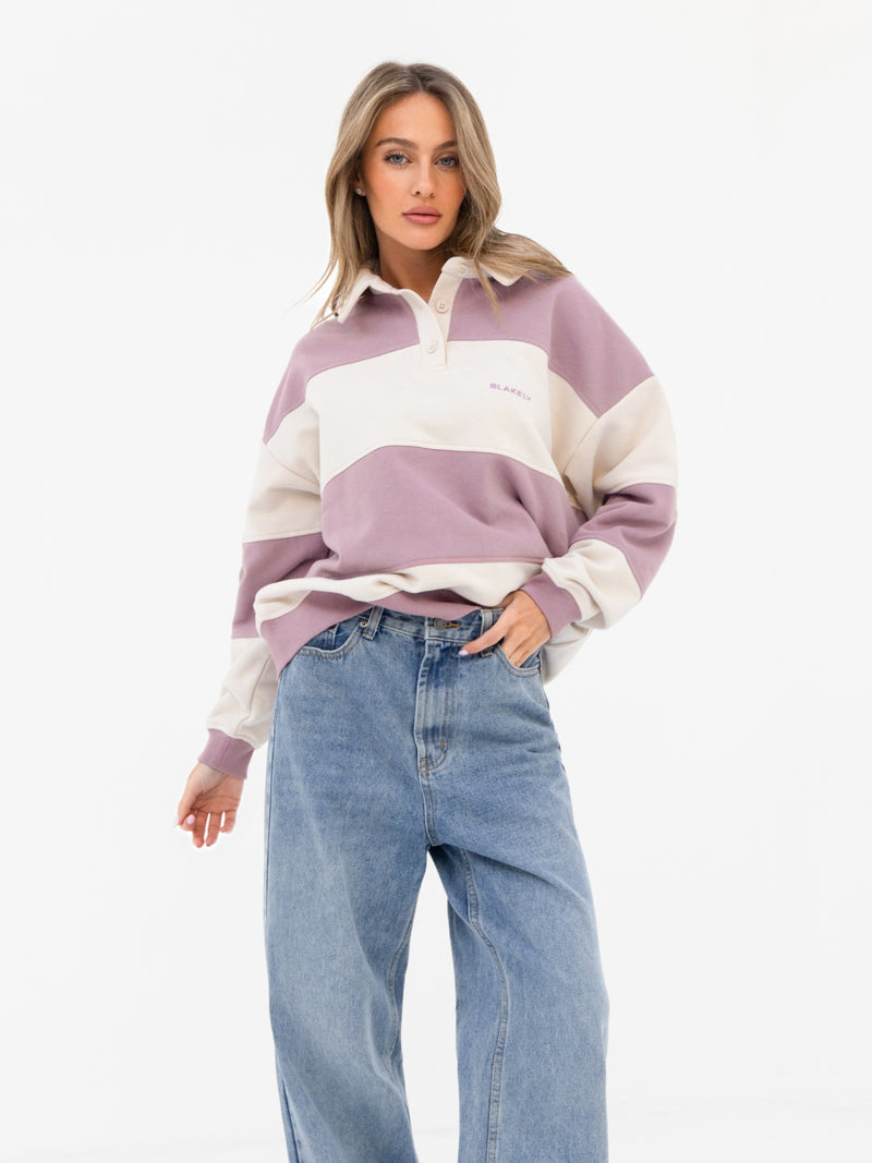 Harper Rugby Shirt - Lilac & Off White
