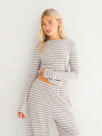 Sadie Stripe Long Sleeve Top - Baby Blue Stripe
