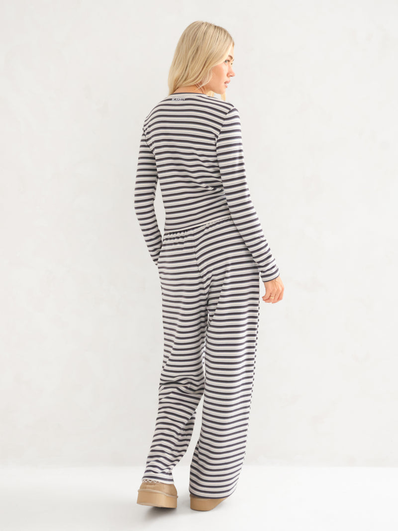 Sadie Stripe Long Sleeve Top - Charcoal Stripe