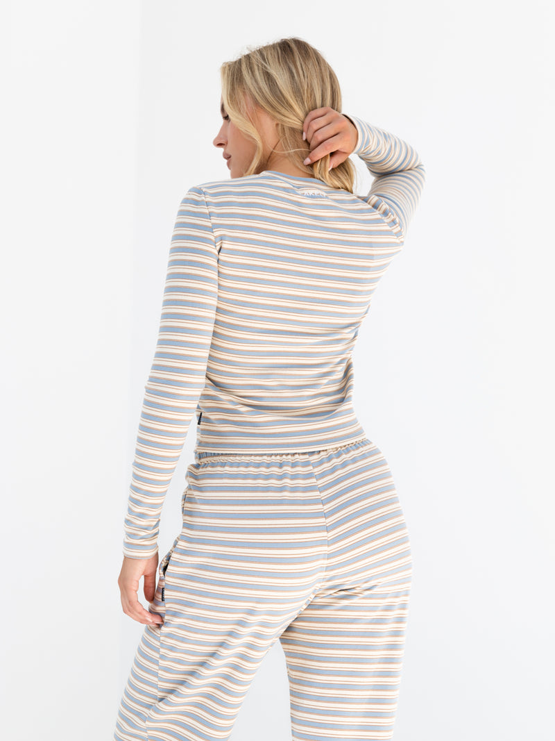 Sadie Stripe Long Sleeve Top - Baby Blue Stripe