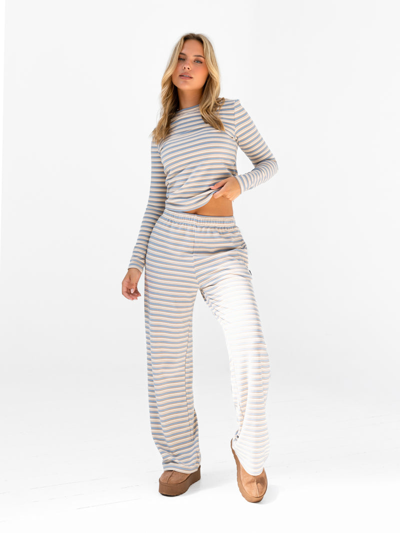 Sadie Stripe Long Sleeve Top - Baby Blue Stripe