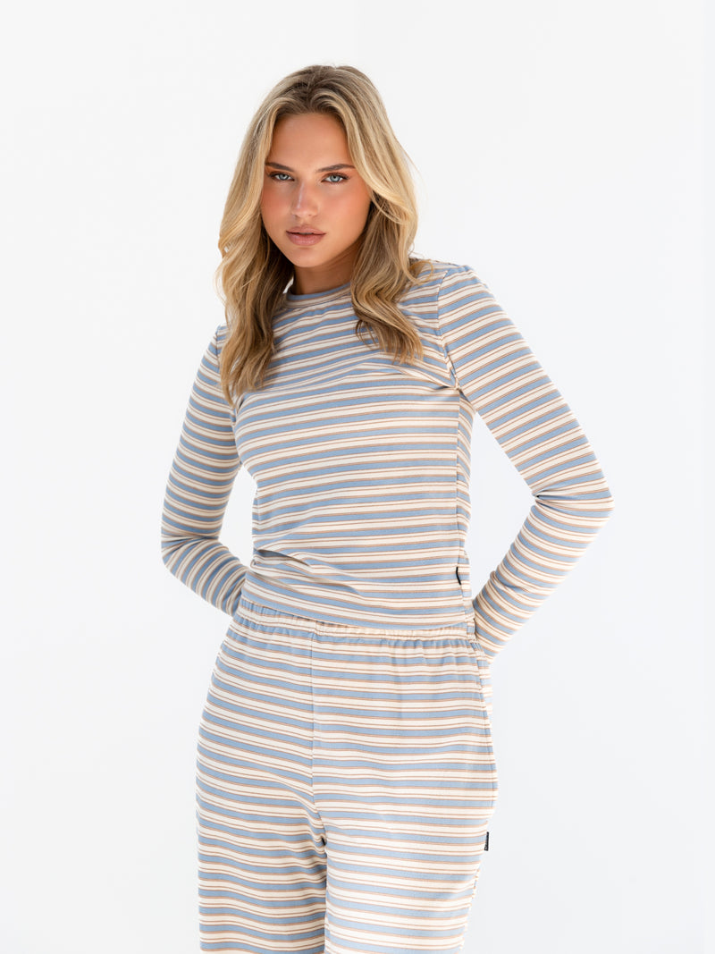 Sadie Stripe Long Sleeve Top - Baby Blue Stripe