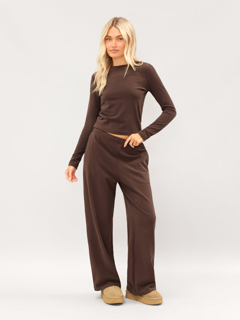 Sadie Long Sleeve Top - Chocolate Brown
