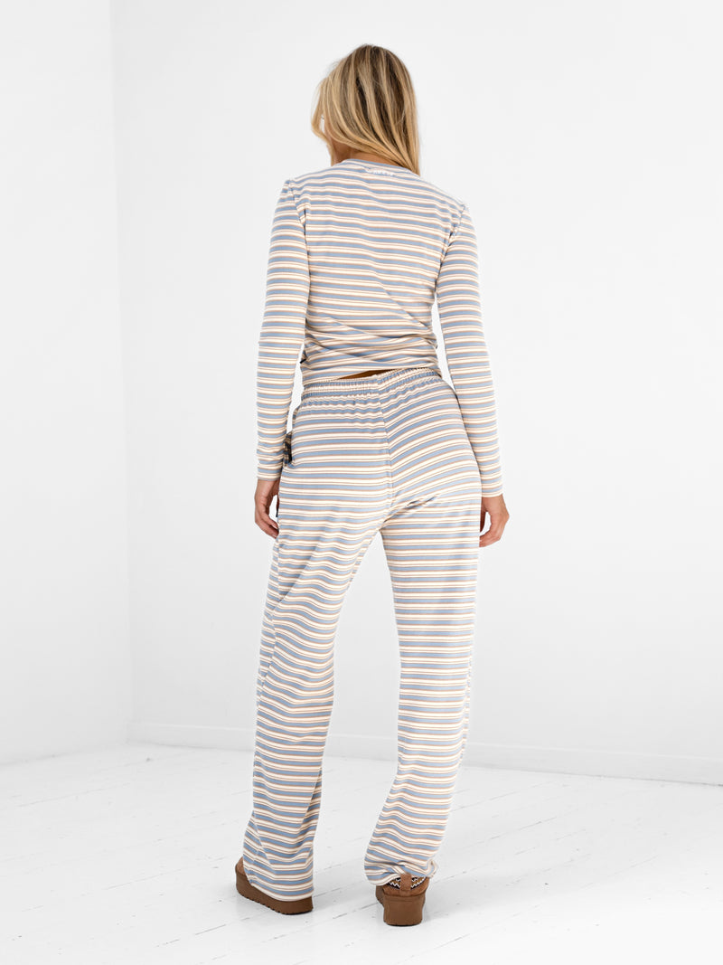 Sadie Stripe Wide Leg Trousers - Baby Blue Stripe