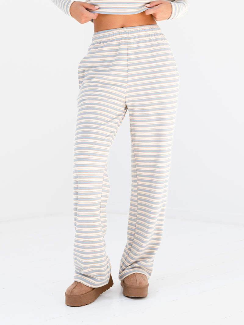 Sadie Stripe Wide Leg Trousers - Baby Blue Stripe