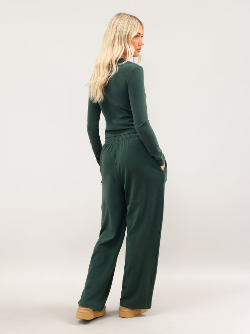 Sadie Wide Leg Trousers - Teal Green