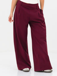 Kady Cross Over Trousers - Burgundy