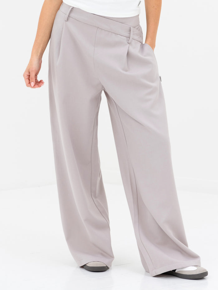 Kady Cross Over Trousers - Pebble