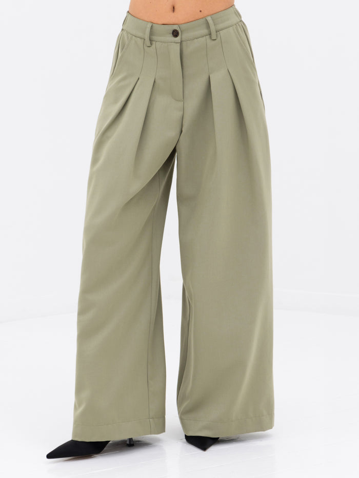 Ali Pleated Trousers - Warm Olive