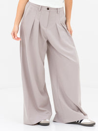 Ali Pleated Trousers - Pebble