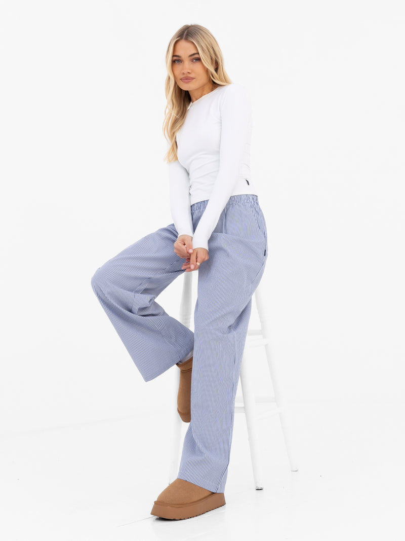 Noa Stripe Trousers - Navy Stripe